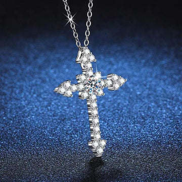 Amazing Real D Color 1 Carat High Quality Moissanite Diamonds Cross Pendant Necklace - Fine Jewellery - The Jewellery Supermarket